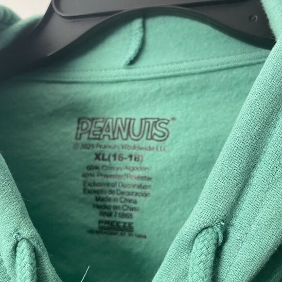 PEANUTS WOODSTOCK,SNOOPY "LET LOVE GROW" GREEN HOODIE SWEATSHIRT SIZE XL NWT - Picture 5 of 8